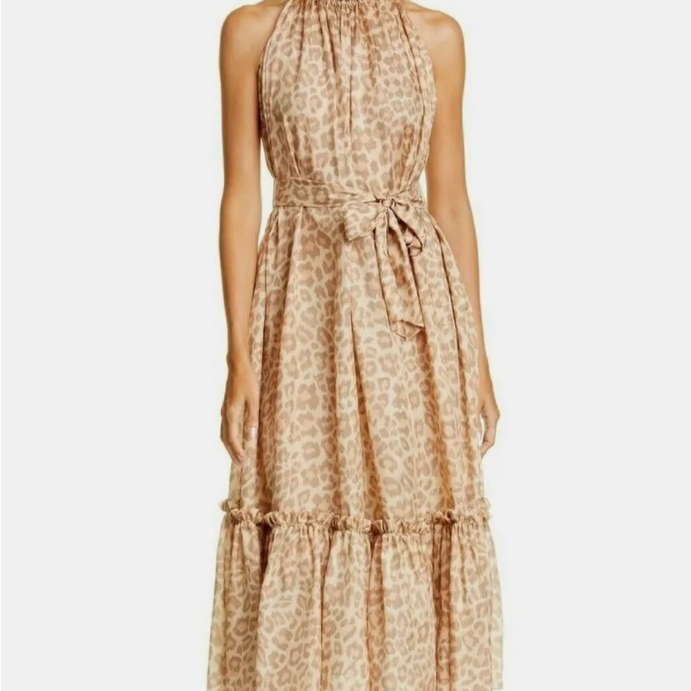 Zimmermann Beige Leopard-Print Halter Maxi Dress